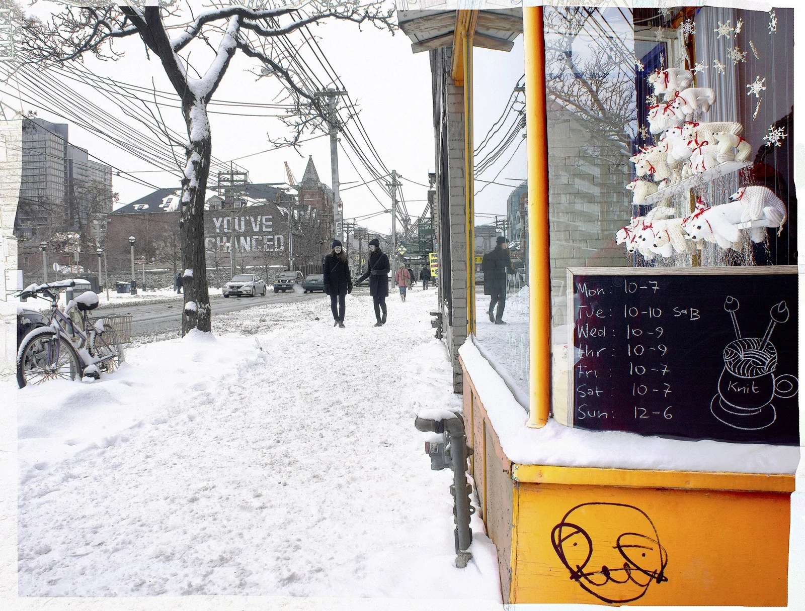 December Snowfall, Queen Street West at Dovercourt, Toronto — Toronto work by Maria Drazilov