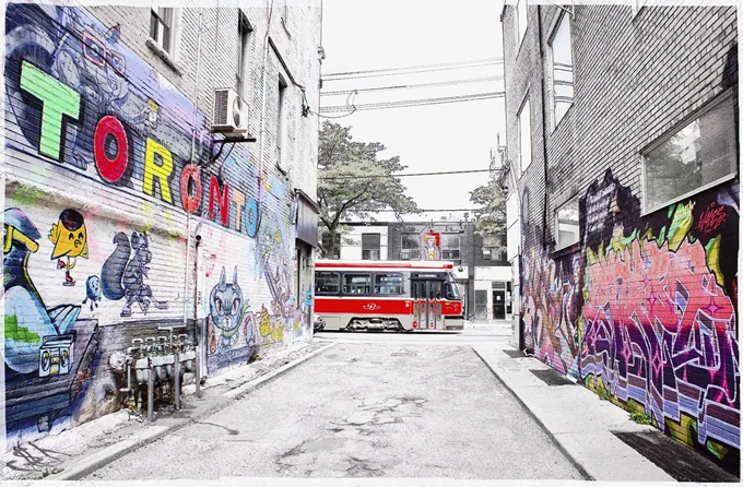 Queen Street West Alleyway — Toronto work by Maria Drazilov